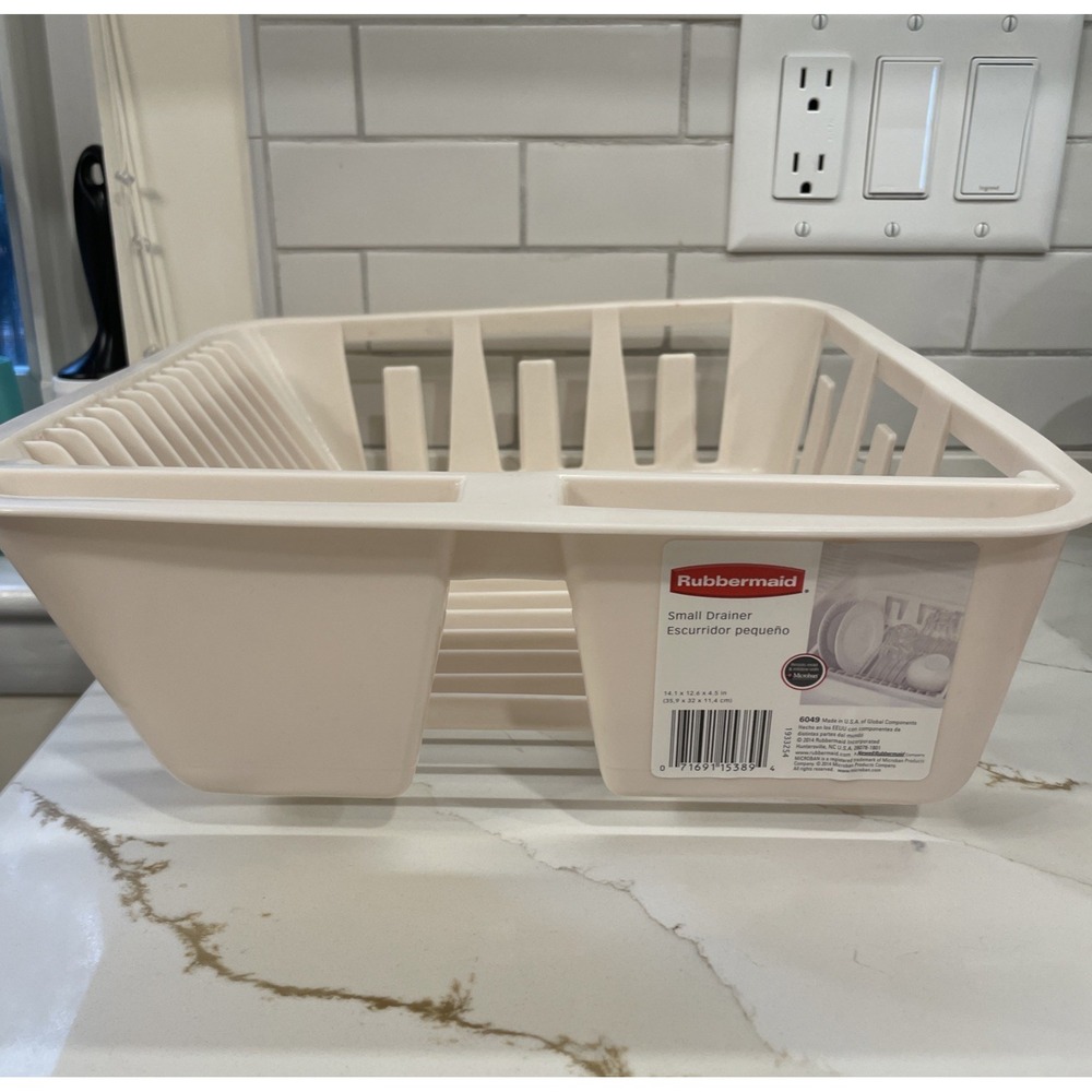 Vintage Rubbermaid Twin Sink Dish Drainer Rack #6049 Cream Plastic New READ